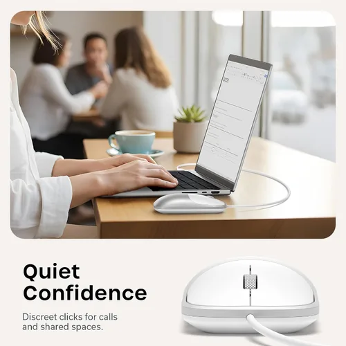 Vista 6 de Satechi Ratón delgado LX con cable, diseño USB-C de aluminio, color Plateado