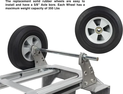 Vista 6 de Vergo Ruedas de Goma Maciza Paquete de 2 Ruedas de Repuesto para Carretilla Sin Aire Resistentes - Neumáticos de Goma con Rosca Neumáticos