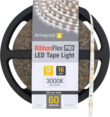 Vista 51 de Armacost Lighting RibbonFlex Pro 133230 - Tira de luces LED blancas de 12 V, 120 LED/m, 2700K, 16.4 pies