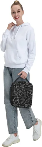 Vista 56 de Bolsa de almuerzo con joystick de juego verde, bolsa de almuerzo aislada, contenedor de comida para escuela, trabajo, picnic, viajes