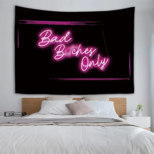 HuxtleEssentials Tapiz decorativo de pared, solo palabras con luz de neón para dormitorio, sala de estar al aire libre, 51 pulgadas de alto x 60