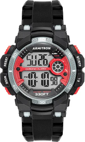 Armitron Sport Reloj digital con correa de resina cronógrafo para hombre, 408486, negrorojo (408486RBK), NegroRojo
