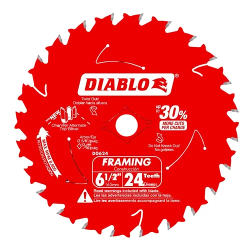 Vista 11 de Diablo - Hoja de sierra de acabado de alto rendimiento para madera - 6-1/2" x 40 dientes, carburo Tico - D0641X