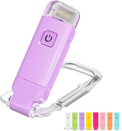 Vista 7 de HONWELL Luz LED recargable con clip, 3 niveles de brillo regulables para protección ocular, lámpara de lectura portátil para ratones de biblioteca