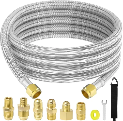 Vista 9 de MEFUN Extensión de manguera de propano trenzada de alta presión de 6 pies con acoplamiento de conversión de 3/8 pulgadas a 1/2 pulgadas NPT hembra