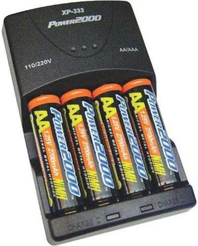 Vidpro Power2000 XP-333 Rapid AA AAA - Juego de cargador de batería con 4 baterías AA NiMH de 2900 mAh