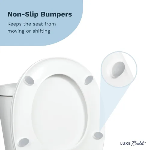 Vista 7 de LUXE TS1008R Asiento de inodoro redondo de ajuste cómodo con cierre lento, bisagras de liberación rápida y parachoques antideslizantes (blanco)