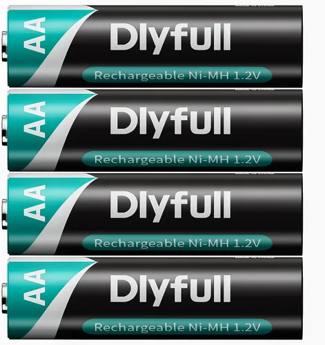 DLYPOW Paquete de 4 baterías AA recargables con 2800mAh de alta capacidad | 1.2 V AA y sin fugas de larga duración