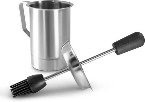 Bellemain Juego de olla y cepillo para untar – Cepillo de silicona para cocinar, ahumar y parrilla de barbacoa – Juego de mascar carne