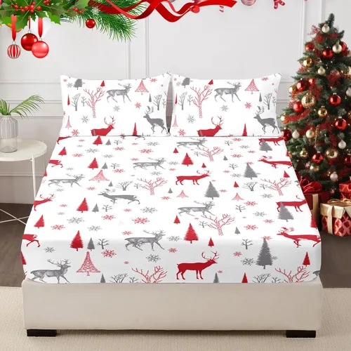Vista 12 de Sábana bajera ajustable floral con fundas de almohada, 100% microfibra cepillada, sábana bajera ajustable con bolsillo profundo, ultrasuave