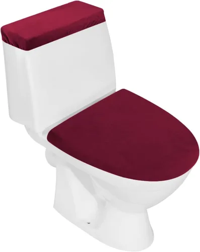 Vista 8 de Funda elástica de terciopelo para tapa de inodoro y tapa de tanque, juego de fundas para asiento de inodoro súper suave de lujo de terciopelo