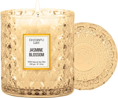 Vista 9 de Chloefu LAN Vela Perfumada Premium con Aroma a Gardenia para Hombres y Mujeres, Altamente Perfumada, 7.1 onzas 45 Horas de Larga Duración, Velas