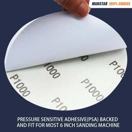 Vista 3 de 60 discos de lija de óxido de aluminio PSA de 6" surtidos, sin agujeros, autoadhesivos