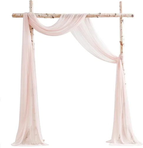 Vista 13 de Floroom Tela drapeada de arco de boda, 2 paneles de 19 pies, cortinas de tela de gasa blanca, decoración de ceremonia de boda, recepción