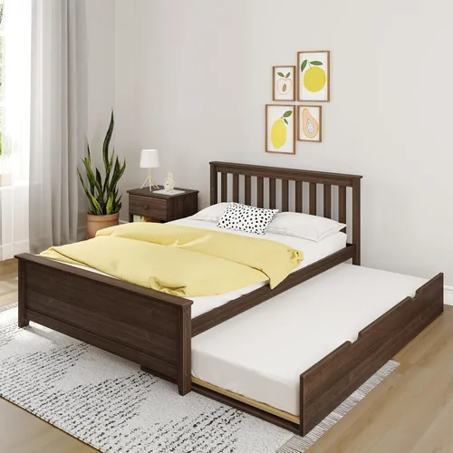 Vista 8 de Max & Lily Cama clásica individual de suelo, 79.75 pulgadas, marco de cama baja de madera maciza para niños, cama de piso moderna para dormitorio