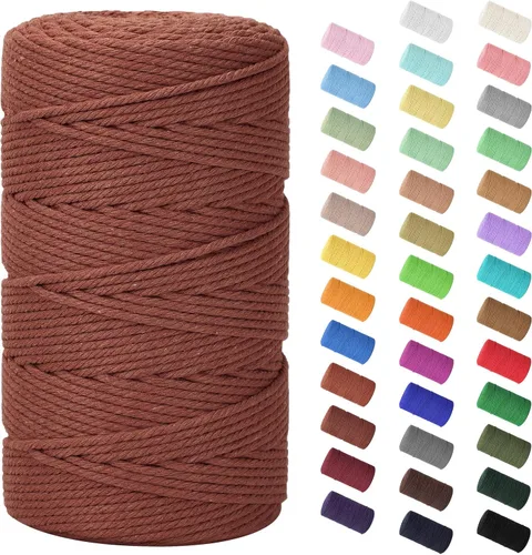 Vista 93 de Cuerda de macramé de 0.079 in x 220 yardas (656 pies), cuerda de algodón natural para colgar en la pared, ganchos de plantas, manualidades, Verde