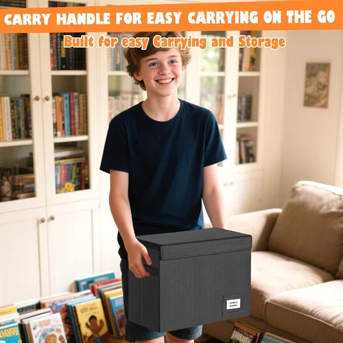 Vista 7 de Leffis Caja de Almacenamiento para Cómics, Caja 39.4 cm X 19.1 cm X 28.7 cm, Caja Corta Plegable con Tapas para 150 Cómics, Contenedor de Cómics