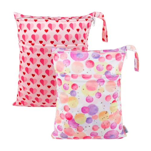 Vista 33 de ALVABABY 3 bolsas de pañales de tela para bebé de Halloween, impermeables, reutilizables, con dos bolsillos con cremallera, para viajes, playa