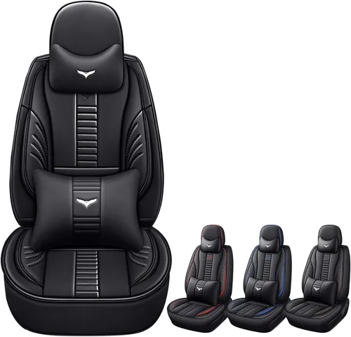 Vista 14 de Fundas de asiento delantero para Cadillac Escalade 2008-2025, protección de banco frontal 3D compatible con bolsa de aire lateral, línea negra