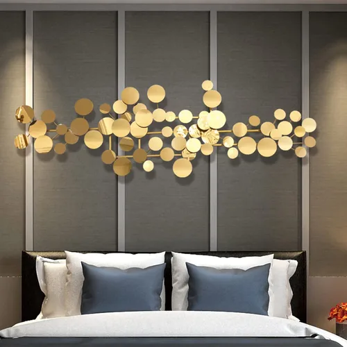 Vista 6 de YUDACHU Arte de Pared de Metal Dorado Decoración para Sala de Estar, Acentos Geométricos Modernos 3D de 59" x 19.6" Grande de Lujo para Dormitorio