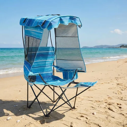 Vista 14 de ABORON Silla de camping con toldo, silla de camping plegable con protección solar UPF 50+ de 3 lados, silla portátil al aire libre con bolsa