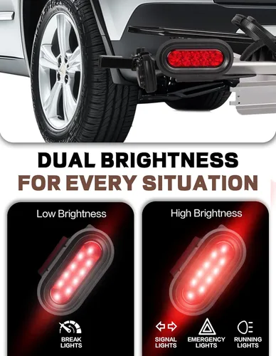 Vista 7 de Kit de luz de freno y placa para bicicleta Young, 6 pulgadas, 10 LEDs LED rojas ovaladas, 2 piezas, luz trasera certificada FMVSS108, impermeable.