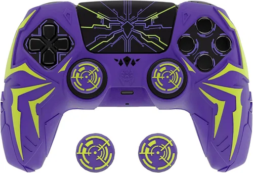 Vista 11 de PlayVital Design for ps5 Controller Silicone Case with 2 Thumb Grips and 6 Sticker, Cyber Spider Design, Anti-Slip Shockproof Controller Cover Skin