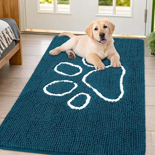 Vista 106 de Smiry Tapete para puerta de perro para patas fangosas, absorbente y Gris y negro