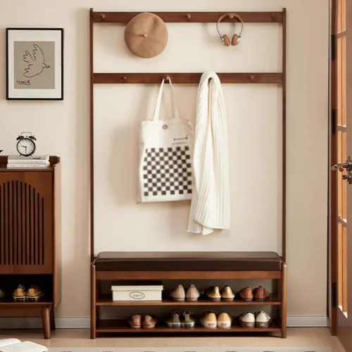 3in 1 Entryway Organizer with Coat Hooks and Shoe Storage Bench, Freestanding Coat Rack Space-Saving Solution for Mudroom, Foyer, and Home