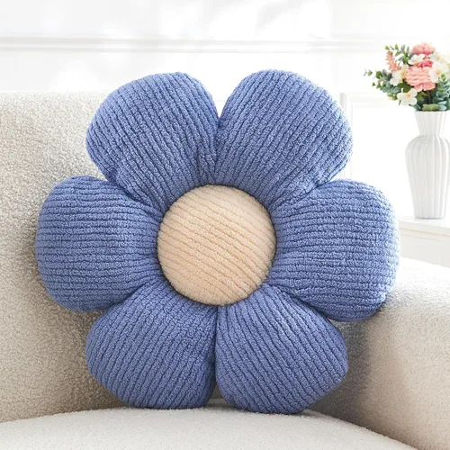 Vista 25 de Almohada en forma de flor rosa, cojín de suelo de 13.7 pulgadas, cojín de flor para sofá, sofá cama, almohada suave de margarita, cojín decorativo