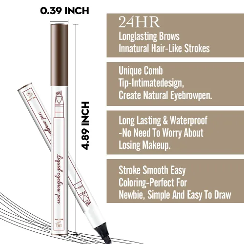 Vista 6 de Lápiz de tinta para cejas de Brow Stylist, micro 4 puntos para levantar y arrebatar cejas con 3 plantillas de cejas de larga duración, impermeable