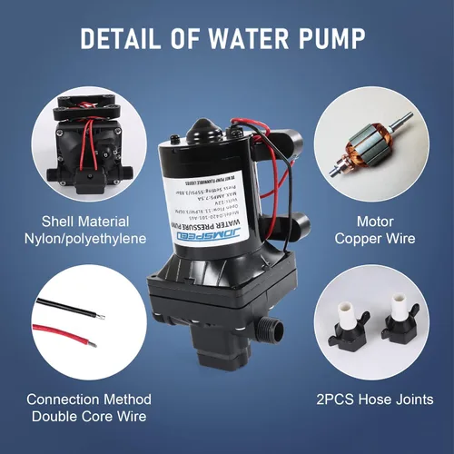 Vista 5 de DICMIC 3.0 GPM 12V 55 PSI Revolution Bomba de Agua Compatible con Cámper, RV, Ducha, Rociador Reemplazo# 4008-101-A65, 4008-101-E65