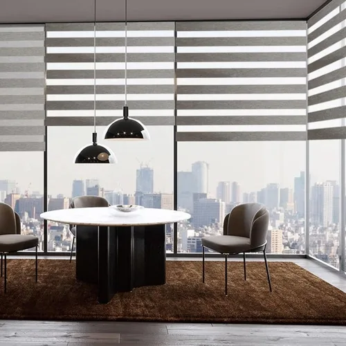 Vista 15 de Persianas Zebra/Persianas Enrollables Motorizadas con Control Remoto (Persianas de Ventana) con Batería Recargable. Compatible con Hogar