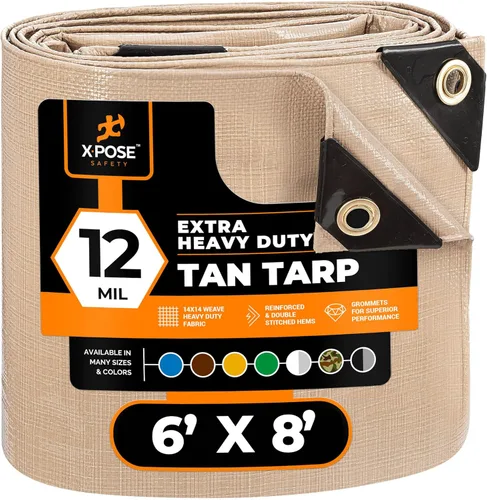 Vista 105 de Xpose Safety Lona protectora de polietileno plateado resistente de 5 x 7 pies - Funda protectora multiusos - Duradera, resistente al agua
