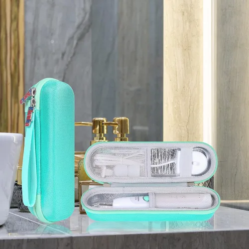 Vista 8 de khanka Estuche de viaje para cepillo de dientes eléctrico rígido con 2 tapas de pasta de dientes, compatible con Philips Sonicare ProtectiveClean