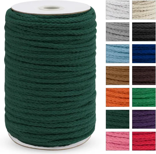 Vista 10 de JeogYong - Cuerda de macramé trenzada 5mm x 90m, cuerda de algodón trenzada de 8 hebras natural, cuerda de cordón de dibujo colorida para colgar
