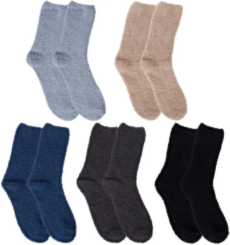 Vista 4 de YSense 5-6 Pairs Mens Fuzzy Socks Winter Slipper Fleece Socks Men