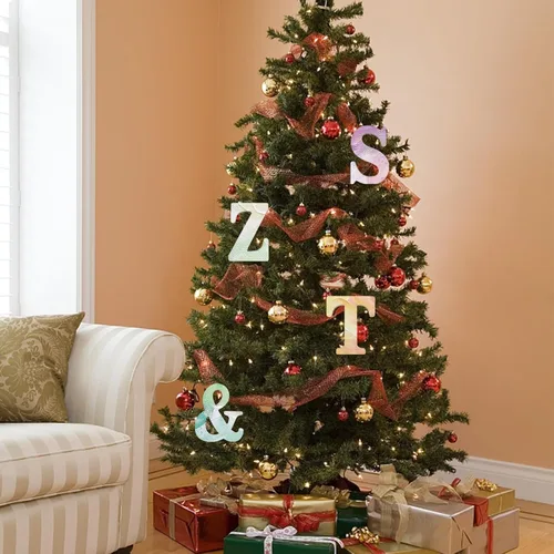 Vista 6 de Letras de madera doradas 3D de 6 pulgadas, letras de pared del alfabeto de madera sin terminar para decoración de pared, manualidades de madera
