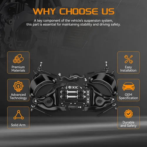 Vista 4 de Kit de brazo de control delantero superior e inferior de 6 agarraderas 2WD compatible con GMC y Chevy C1500 Yukon Tahoe 1993-1999, C2500 1993-2000