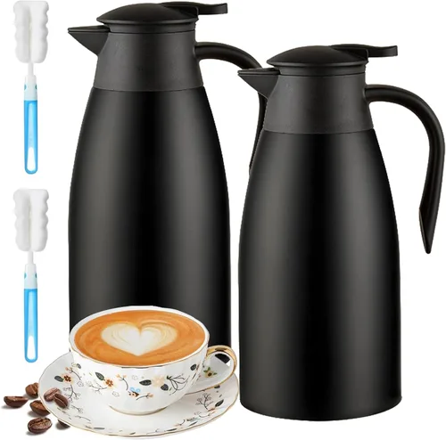 Vista 10 de Jarra térmica de café de 70 onzas para mantener el calor, 2 dispensadores de Airpot, olla térmica aislada al vacío de acero inoxidable para café