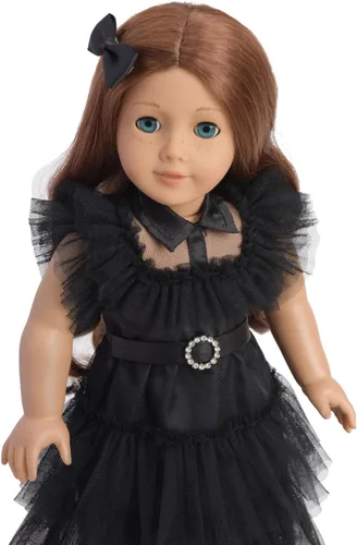 Vista 5 de Ropa de muñeca de 18 pulgadas Vestido de fiesta negro con accesorios de disfraz para muñecas de 18 pulgadas (muñeca NO incluida)