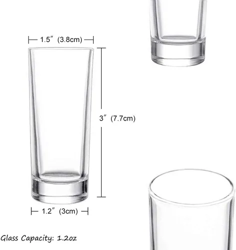Vista 5 de Juego de vasos de chupito con base pesada, 1.2 oz (paquete de 12) vasos transparentes para whisky y licores - JM02