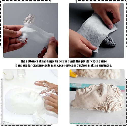 Vista 5 de Paquete individual de 12 rollos de relleno fundido, de algodón suave, con vendaje de gasa de yeso para Halloween, vendaje de vendaje artístico