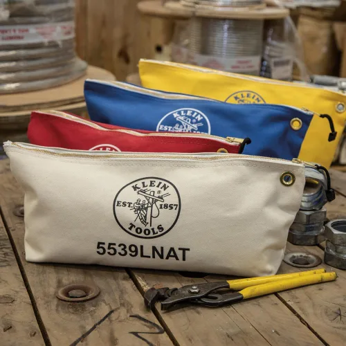 Vista 7 de Klein Tools 5539LBLU Bolsa con Cremallera, Bolsa Grande de Lona para Herramientas de 16 Pulgadas para Almacenamiento de Herramientas con Cremallera