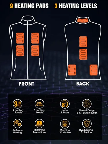 Vista 2 de Women's Heated Vest with Battery Pack, Lightweight Down Rechargeable Electric Heated Apparel with 9 Heating Panels