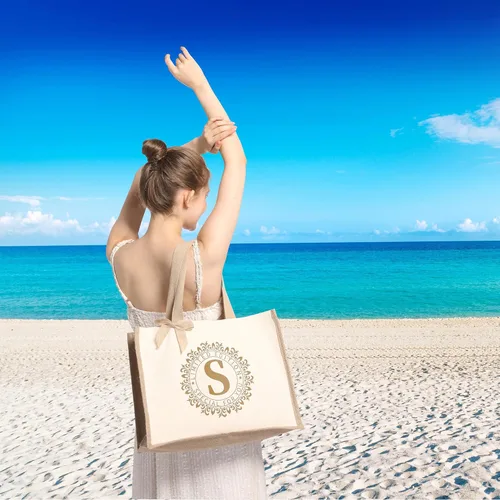 Vista 2 de Bolsa de regalo personalizada para mujer, bolsa de mano con inicial, regalos de cumpleaños para amigas, regalos de dama de honor y hermanas