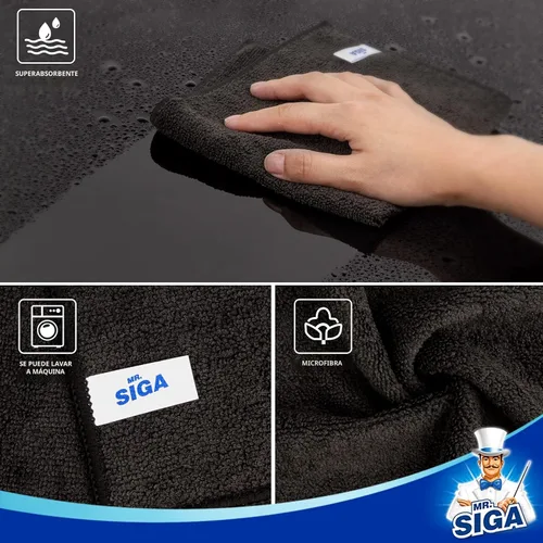 Vista 6 de MR.SIGA Paño de limpieza de microfibra, toallas de microfibra multiusos, trapos de limpieza sin rayas, paquete de 12, negro, tamaño 12.6 x 12.6 in