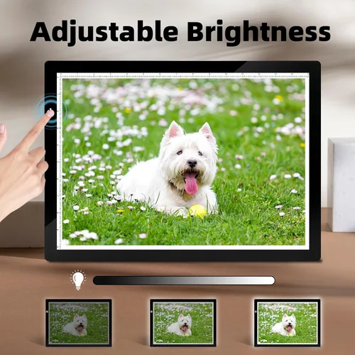 Vista 5 de LooEooDoo A3 Lámina de Luz para Arte con Diamantes, Caja de Luz para Trazado de Vinilo, Tabla de Copia Ultrafina con Brillo Ajustable para Dibujo