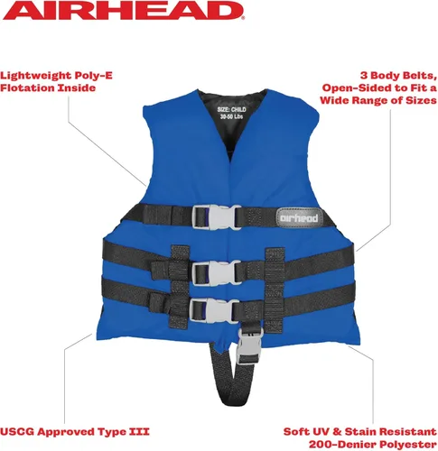 Vista 2 de Airhead Chaleco salvavidas de uso general para niños, varios colores disponibles