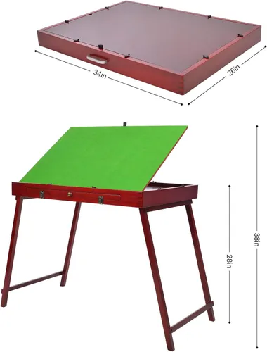 Vista 2 de Mesa de rompecabezas de madera para adultos y niños, almacenamiento de rompecabezas plegable, mesa de cajón inclinable, 1000 piezas, tablero de pie